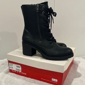 NWT Sun + Stone Women's Black Lace-Up Boots
Size 8.5